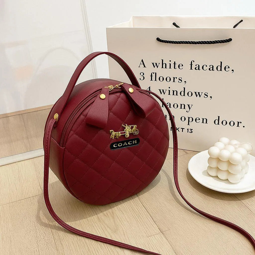 Girls Red PU Leather Multipurpose Crossbody Bag – Stylish Plain Design, Compact & Lightweight"