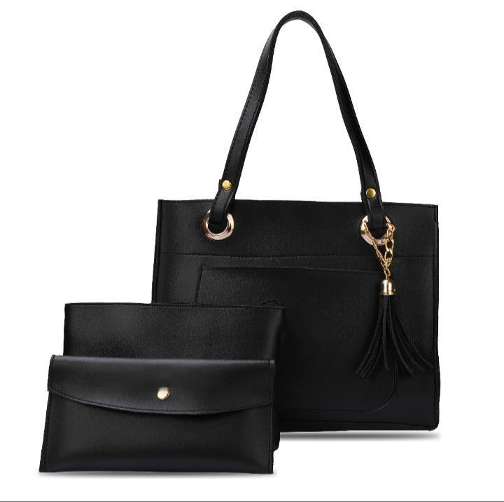 Women’s 3-Piece Stylish Rexine Handbag Set – Tote, Makeup Pouch & Clutch