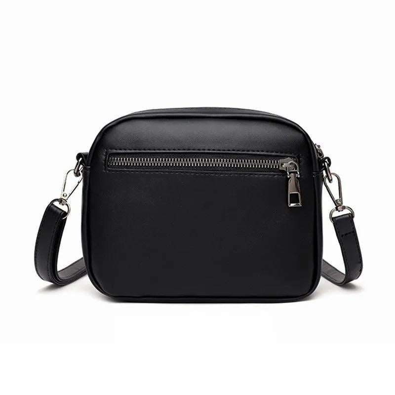 Women's Quilted Crossbody Shoulder Bag (Black PU Leather)