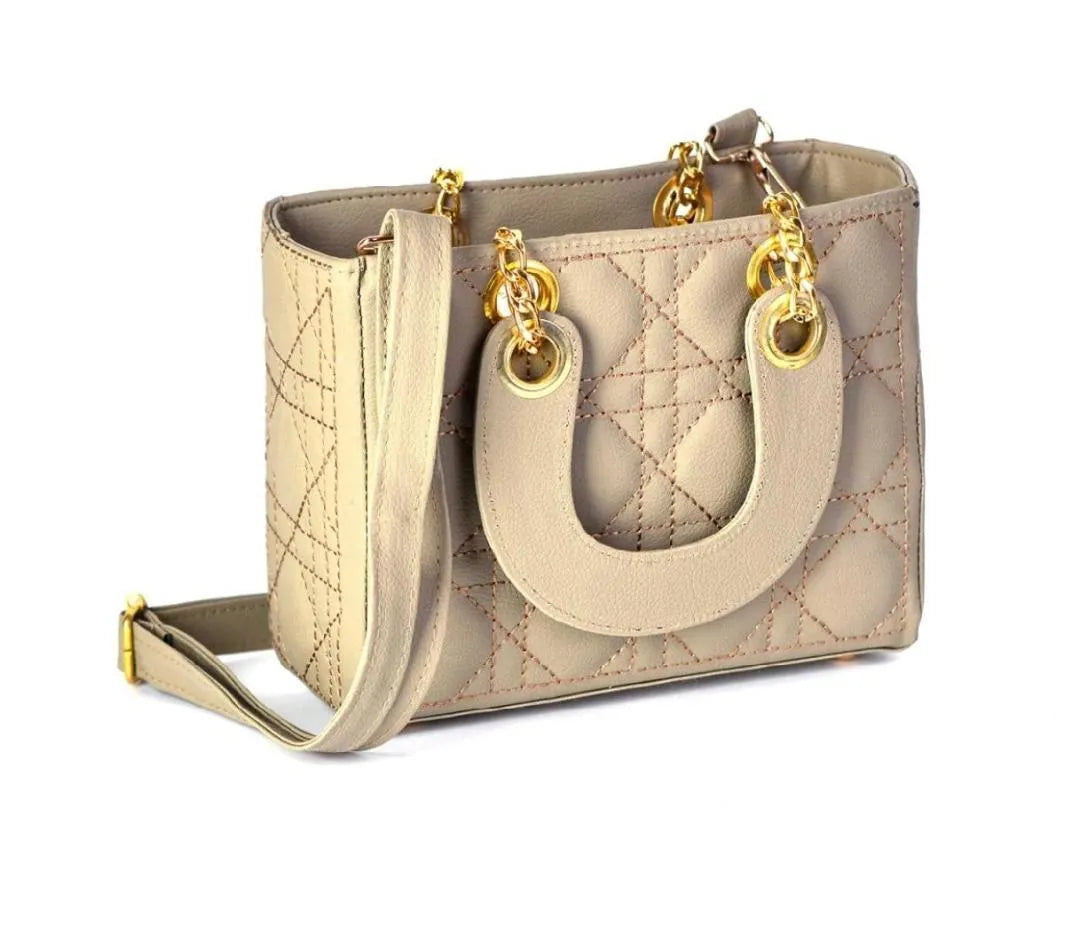 Girls’ Embroidered Rexine Crossbody Bag – Multipurpose & Stylish (Beige)