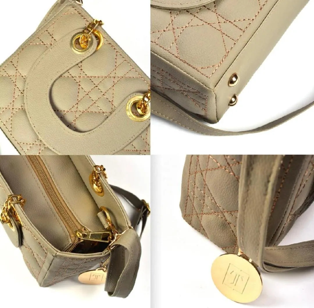 Girls’ Embroidered Rexine Crossbody Bag – Multipurpose & Stylish (Beige)