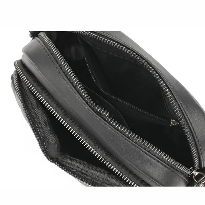 Women's Quilted Crossbody Shoulder Bag (Black PU Leather)