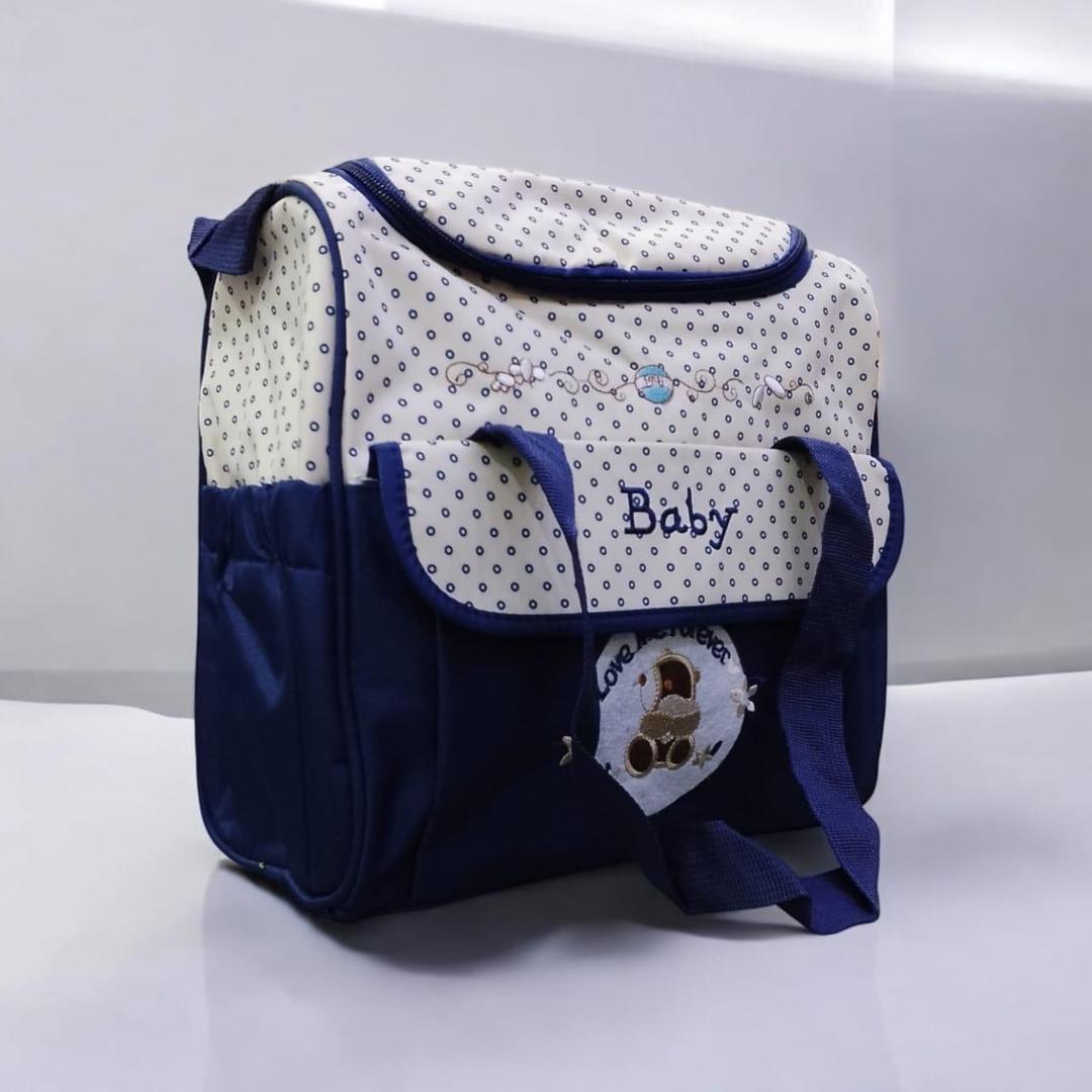 Unisex Blue Baby Diaper Bag – Spacious Cotton Baby Care Tote