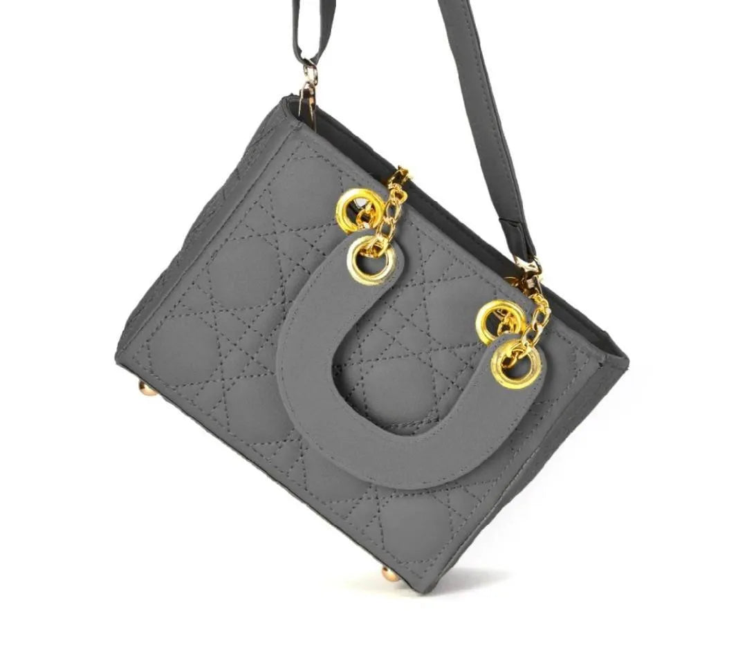 Girls’ Embroidered Rexine Crossbody Bag – Multipurpose & Stylish (Grey)