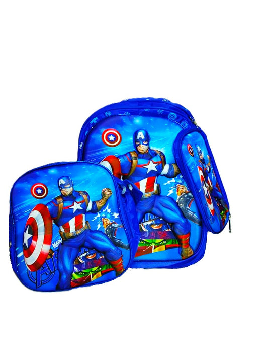 Captain America 3-Piece School Bag Set – Backpack, Lunch Bag & Pencil Case | Marvel Avengers Kids Collection