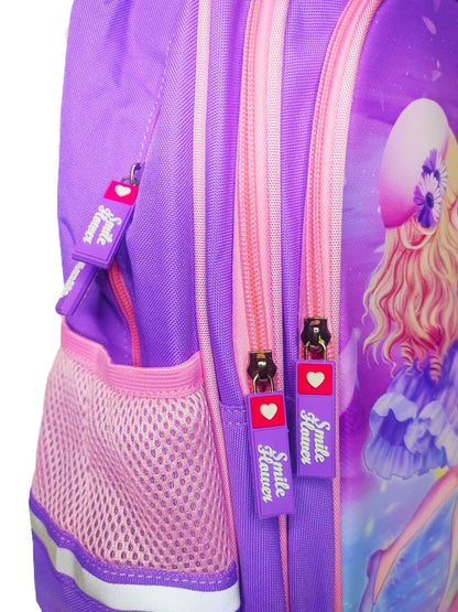 Purple Cartoon School Backpack – Durable Multi-Compartment Bag for Girls