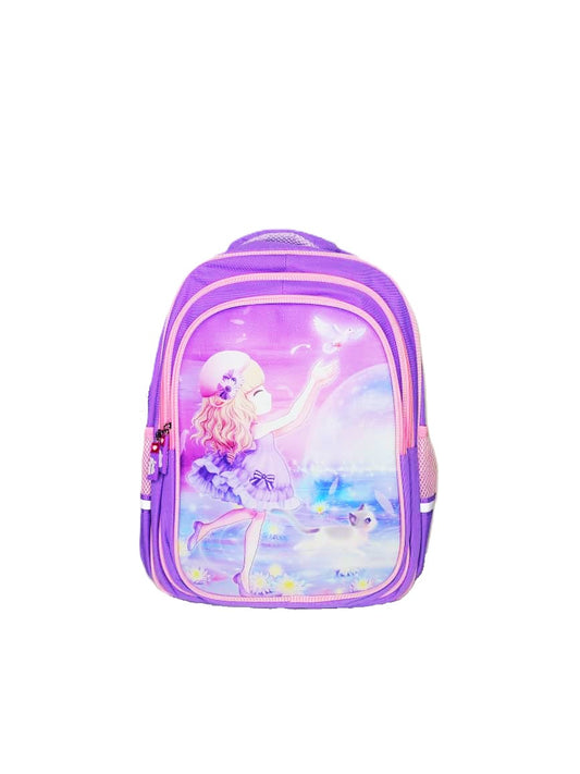 Purple Cartoon School Backpack – Durable Multi-Compartment Bag for Girls