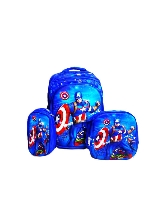 Captain America 3-Piece School Bag Set – Backpack, Lunch Bag & Pencil Case | Marvel Avengers Kids Collection