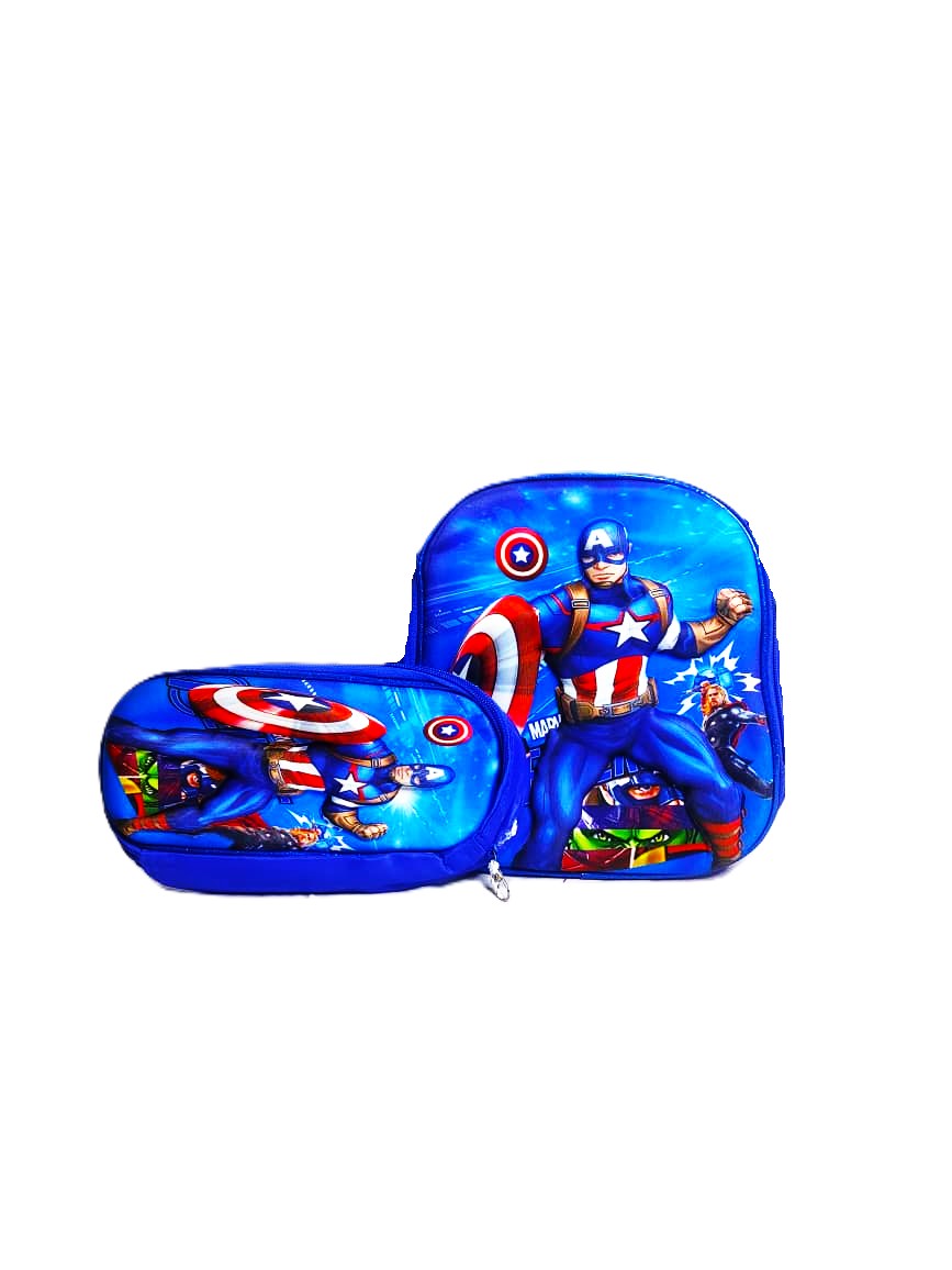 Captain America 3-Piece School Bag Set – Backpack, Lunch Bag & Pencil Case | Marvel Avengers Kids Collection