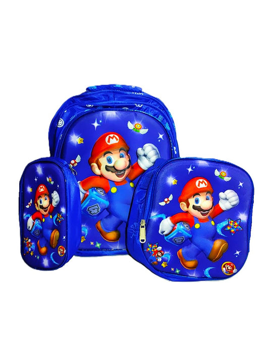 3-Piece Super Mario School Backpack Set for Kids – Premium Quality