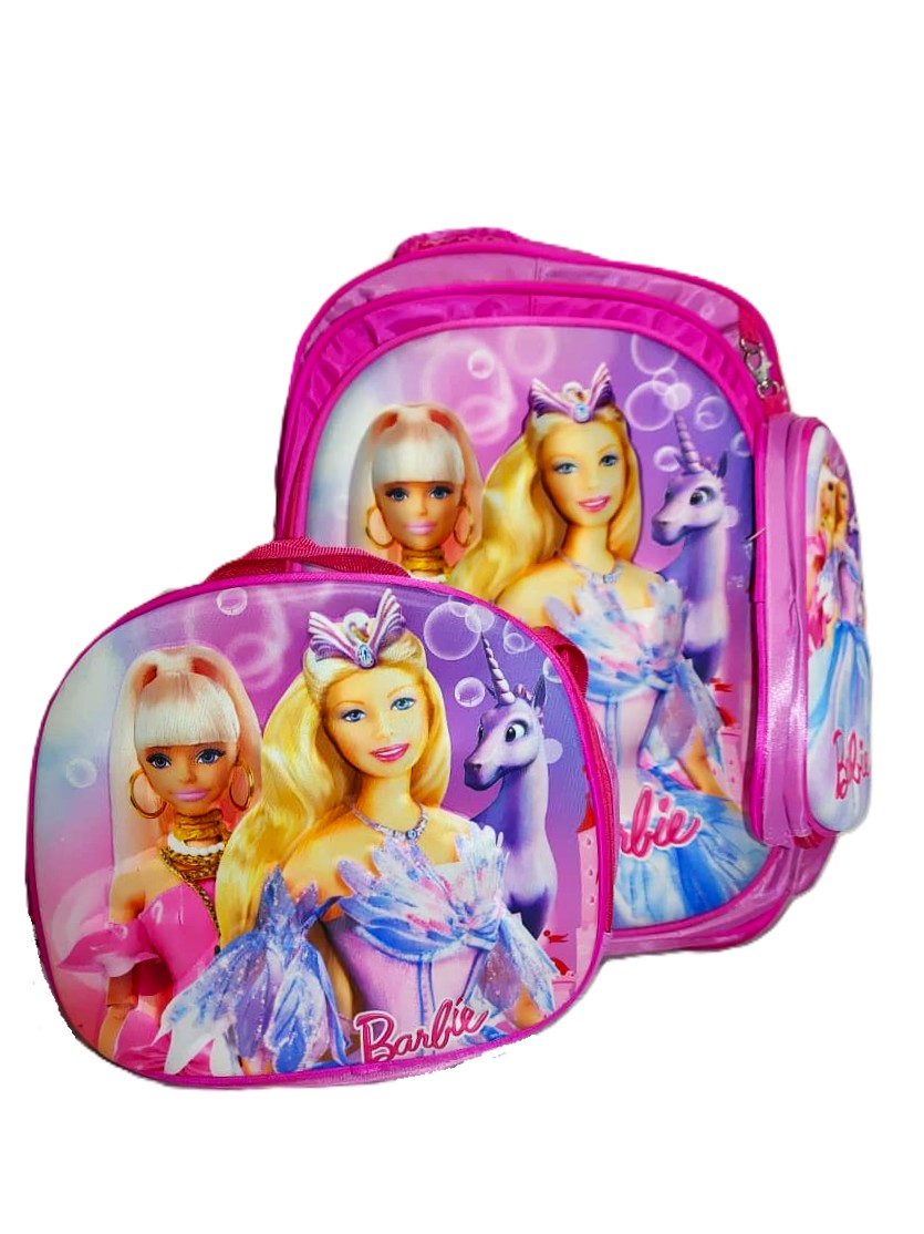 Barbie Princess 3-Piece School Bag Set – Backpack, Lunch Bag & Pencil Case | Magical Unicorn Edition