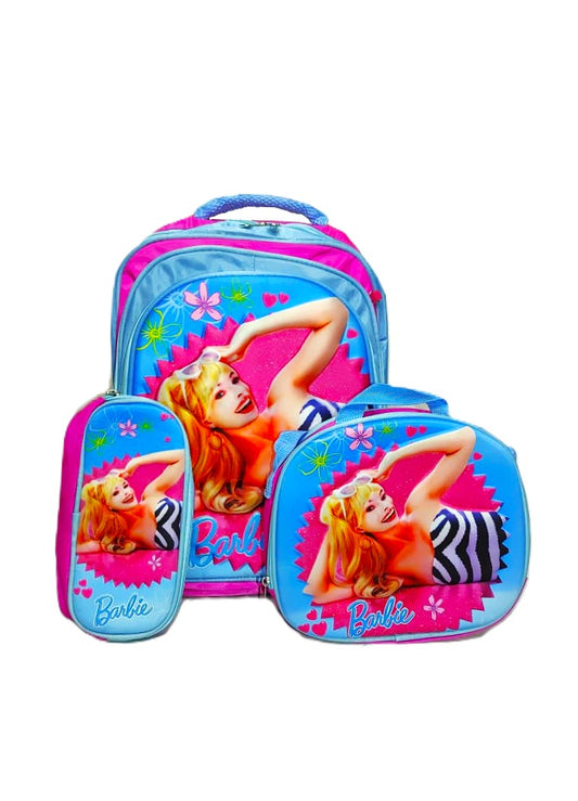 Barbie 3-Piece School Bag Set – Backpack, Lunch Bag & Pencil Case | Official Mattel Merchandise for Girls