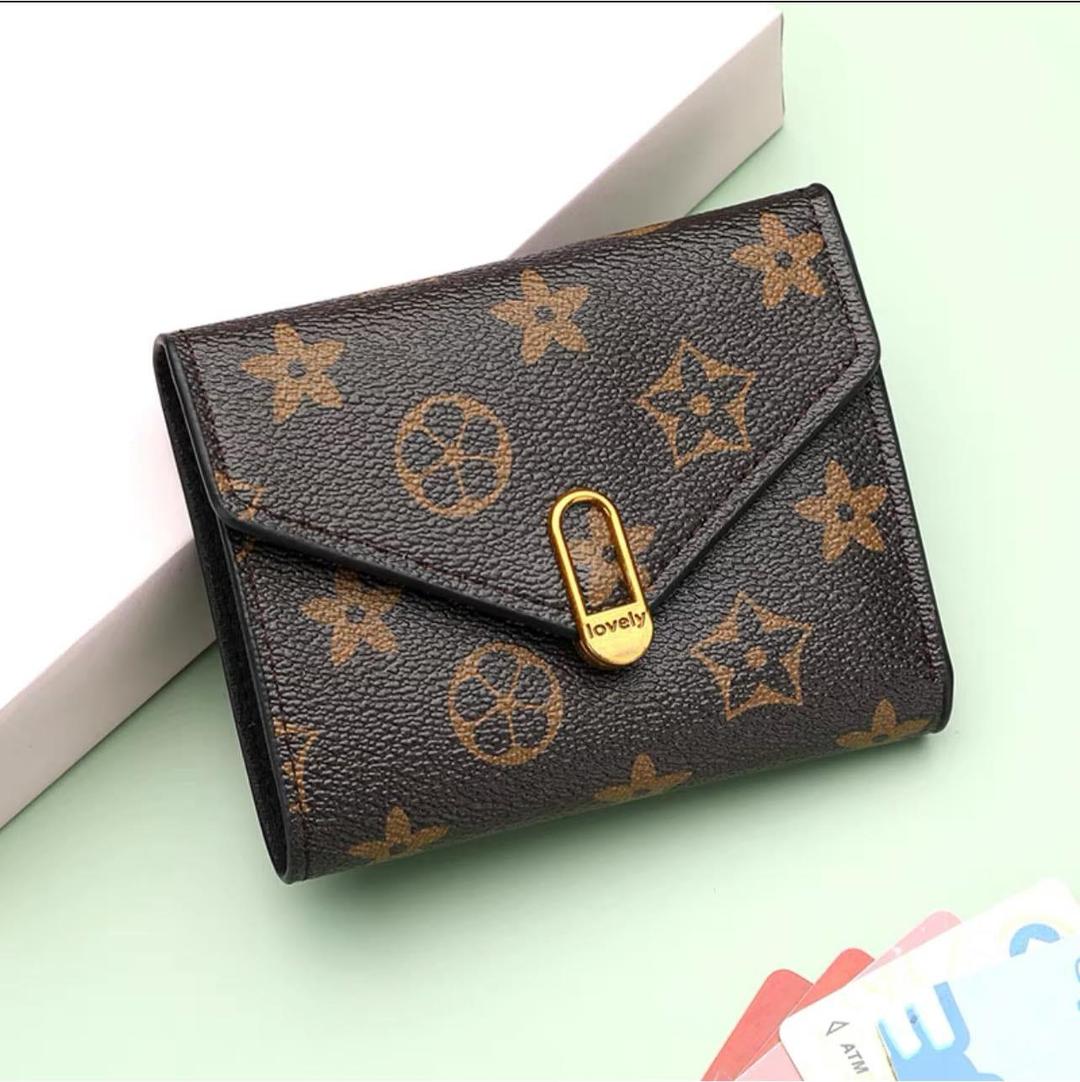 Women’s PU Leather Printed Tri-Fold Wallet – Slim, Stylish & Pocket-Friendly (Brown)