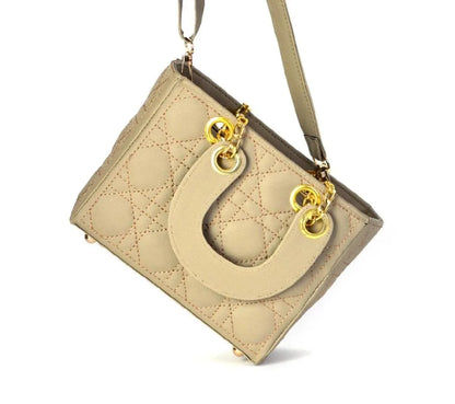 Girls’ Embroidered Rexine Crossbody Bag – Multipurpose & Stylish (Beige)
