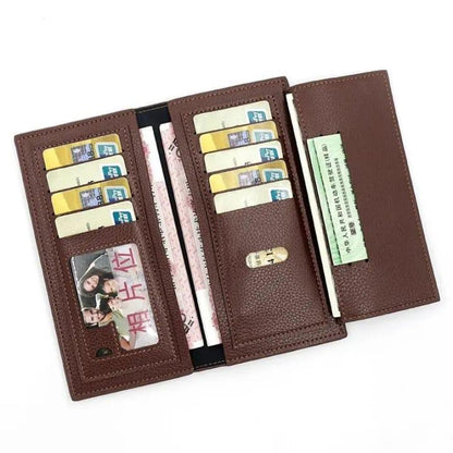Luxury PU Leather Long Wallet for Men – Embossed Falcon Design