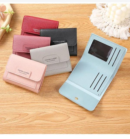 PU Leather Women’s Tri-Fold Wallet – Stylish Slim Pocket-Friendly Pack of 2 (Black & Grey)