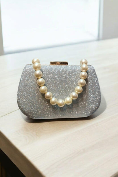 Women’s Bridal Rexine Textured Clutch – Elegant Wedding Purse (Silver & Golden)
