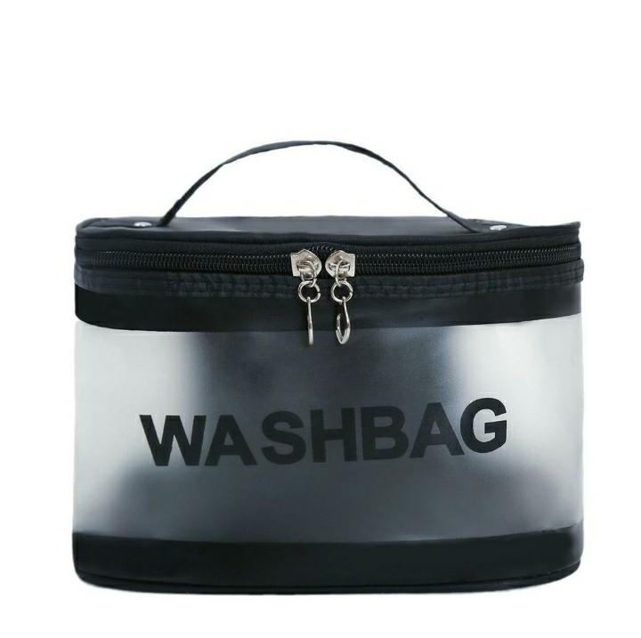 Pink PVC Transparent Waterproof Cosmetics Bag – Portable Makeup & Travel Organizer