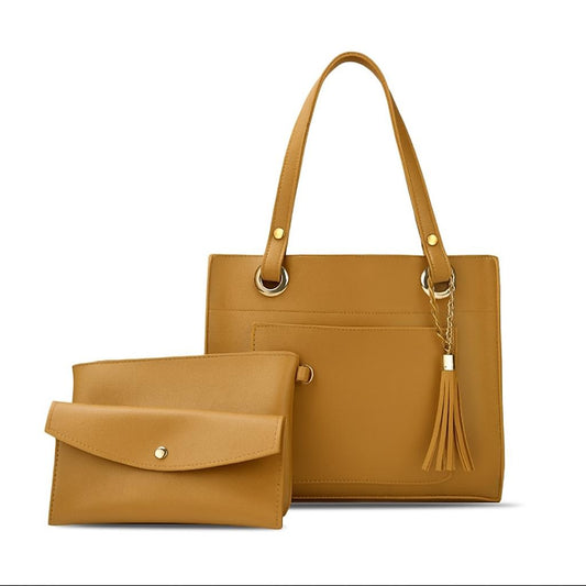 Women’s 3-Piece Stylish Rexine Handbag Set – Tote, Makeup Pouch & Clutch