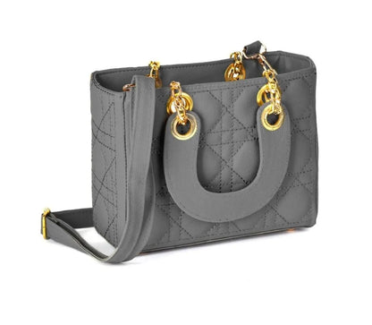 Girls’ Embroidered Rexine Crossbody Bag – Multipurpose & Stylish (Grey)