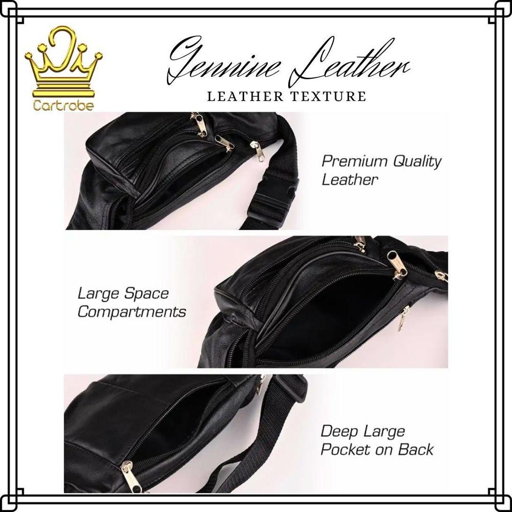 Leather Waist Belt Wallet – Multi-Pocket Travel Pouch with Adjustable Strap