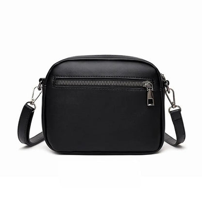 Women's Quilted Crossbody Shoulder Bag (Black PU Leather)