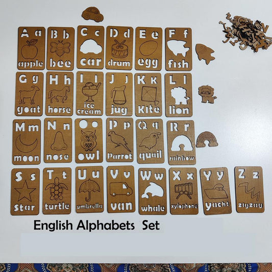 26-Piece Wooden Alphabet Tracing Slates – Kids Learning & Writing Set