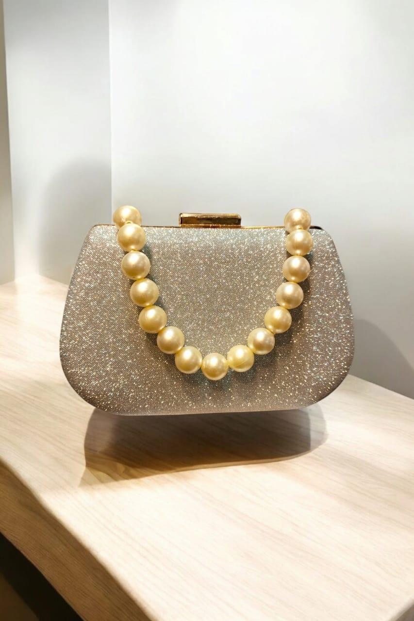 Women’s Bridal Rexine Textured Clutch – Elegant Wedding Purse (Silver & Golden)
