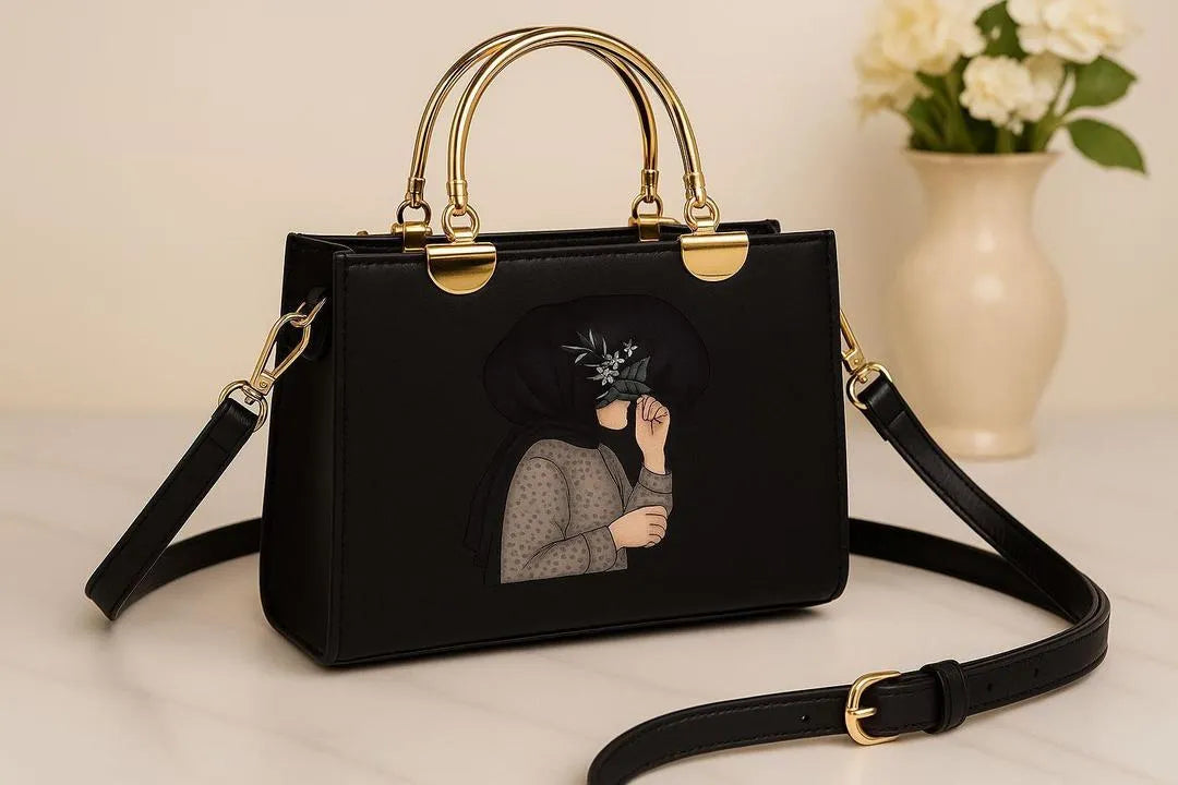 Stylish black Printed PU Leather Crossbody Bag for Girls – Multipurpose & Trendy