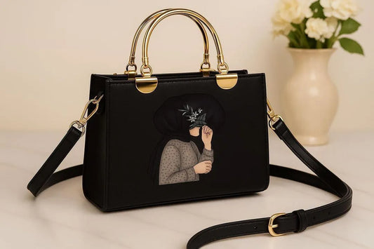 Stylish black Printed PU Leather Crossbody Bag for Girls – Multipurpose & Trendy