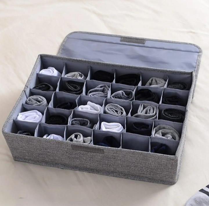2 Pcs Foldable Oxford Fabric Wardrobe Organizer Box – Grey