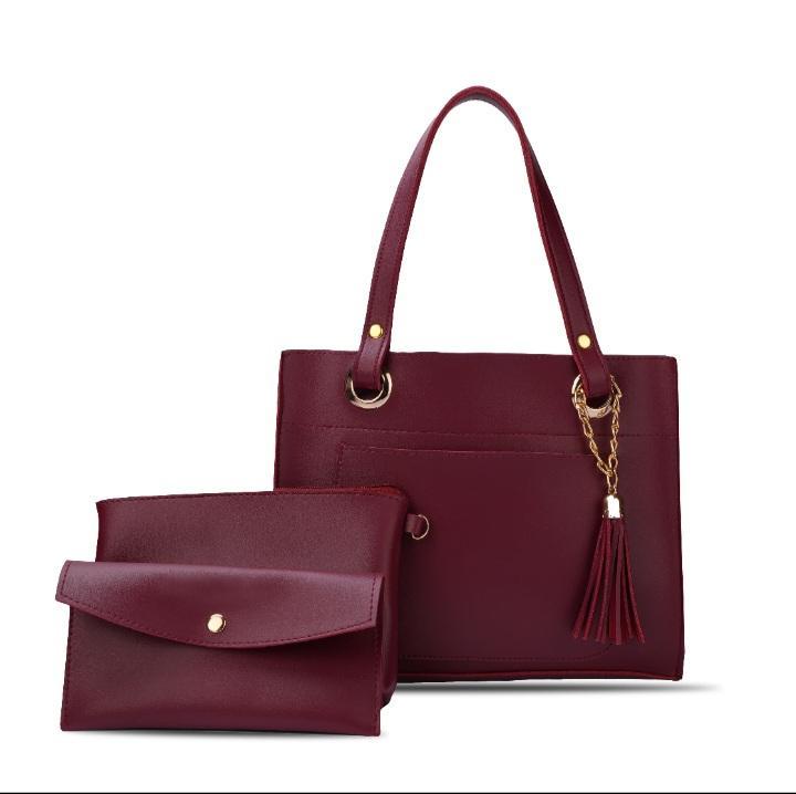 Women’s 3-Piece Stylish Rexine Handbag Set – Tote, Makeup Pouch & Clutch