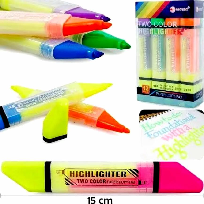 6-Piece Dual Tip Highlighter Pen Set – Vibrant & Versatile