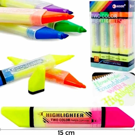6-Piece Dual Tip Highlighter Pen Set – Vibrant & Versatile