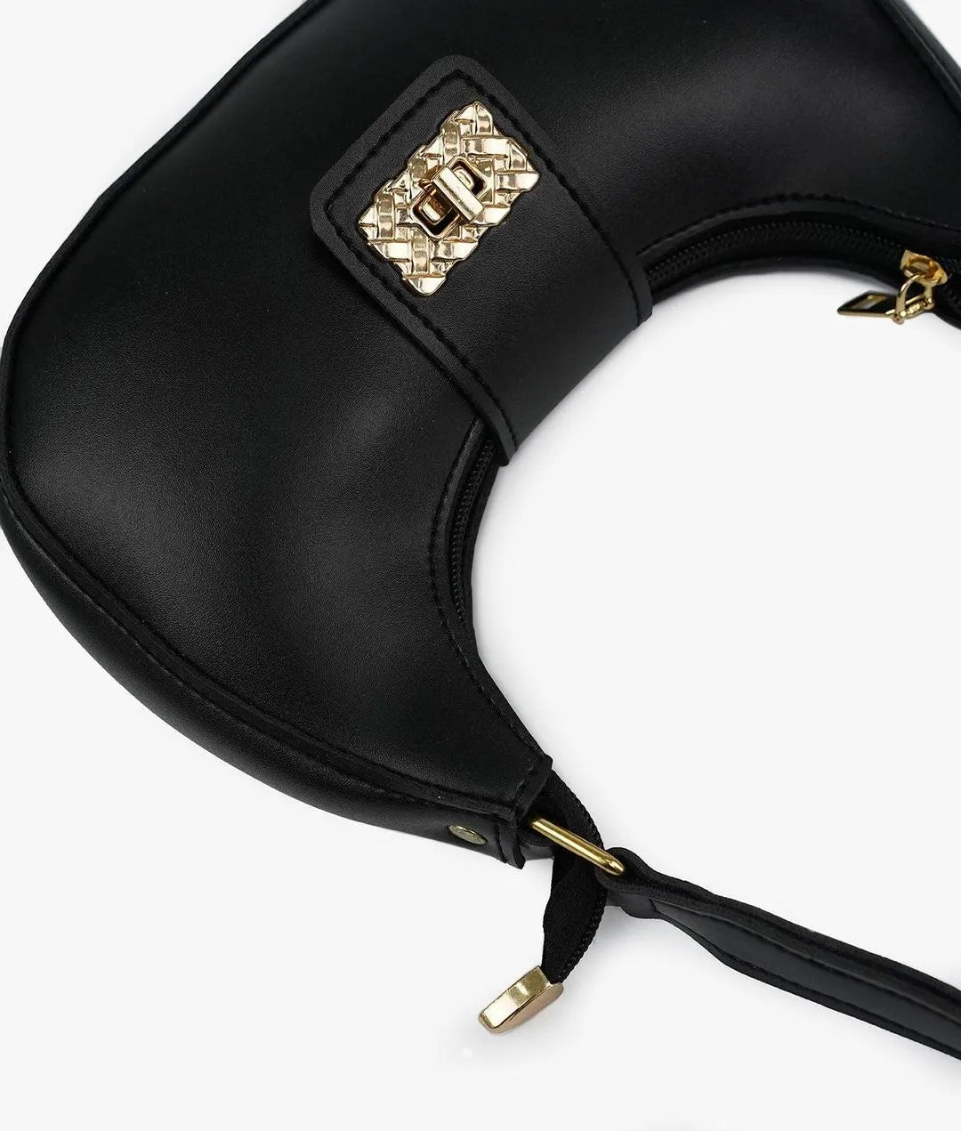 Black PU Leather Shoulder Bag for Girls – Elegant Plain Design