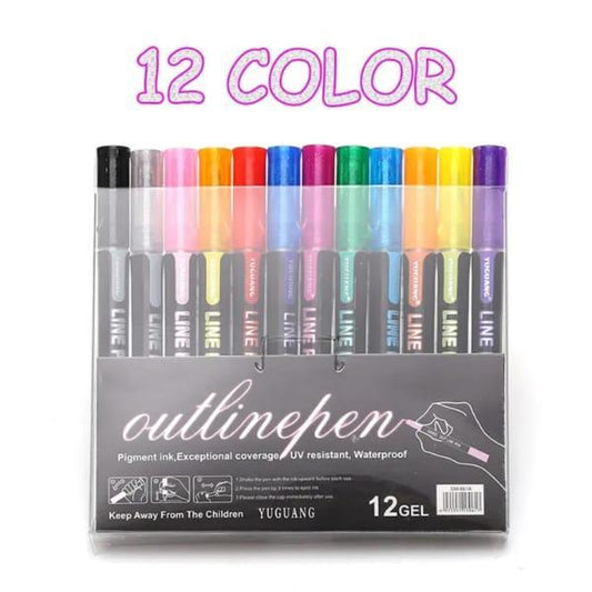12-Piece Marker Pen Set – Vibrant Colors for Creative Drawing