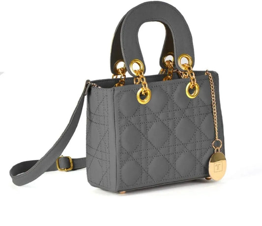Girls’ Embroidered Rexine Crossbody Bag – Multipurpose & Stylish (Grey)