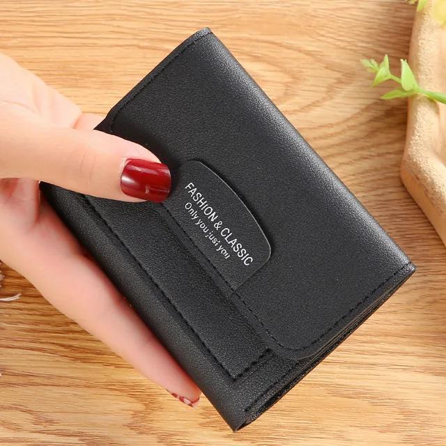 PU Leather Women’s Tri-Fold Wallet – Stylish Slim Pocket-Friendly Pack of 2 (Black & Grey)