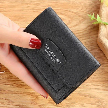 PU Leather Women’s Tri-Fold Wallet – Stylish Slim Pocket-Friendly Pack of 2 (Black & Grey)