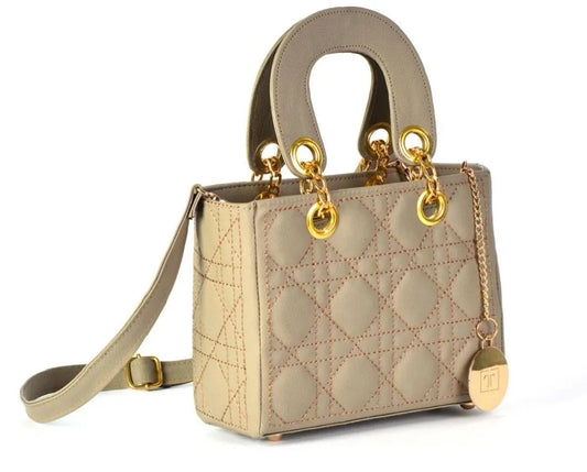 Girls’ Embroidered Rexine Crossbody Bag – Multipurpose & Stylish (Beige)