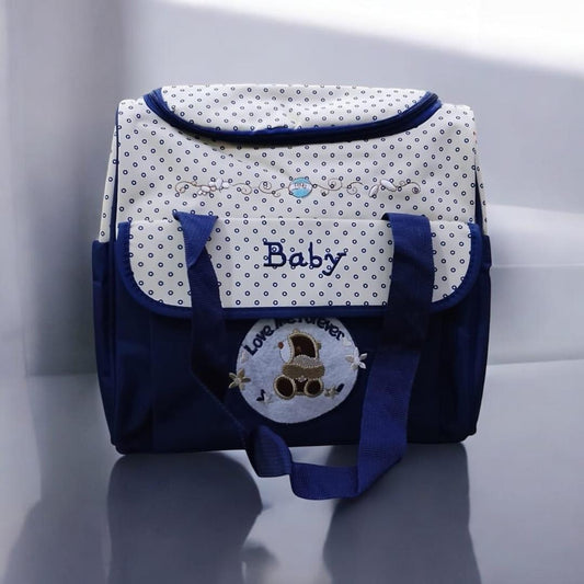 Unisex Blue Baby Diaper Bag – Spacious Cotton Baby Care Tote