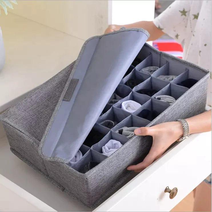2 Pcs Foldable Oxford Fabric Wardrobe Organizer Box – Grey