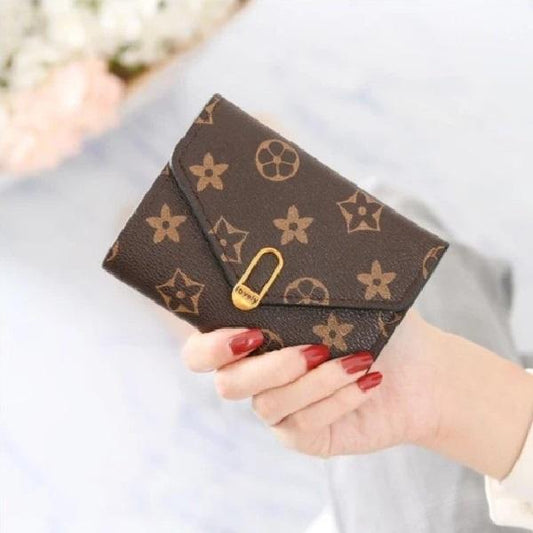 Women’s PU Leather Printed Tri-Fold Wallet – Slim, Stylish & Pocket-Friendly (Brown)