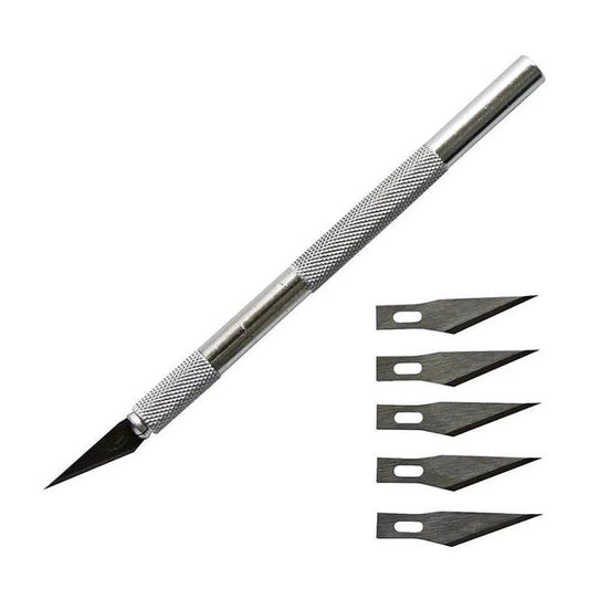 Precision Craft Knife with 6 Blades – Pen-Style Paper & Art Cutter