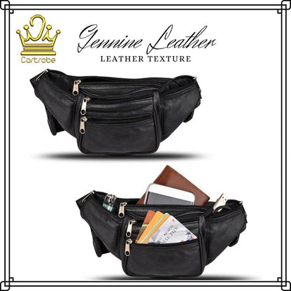 Leather Waist Belt Wallet – Multi-Pocket Travel Pouch with Adjustable Strap